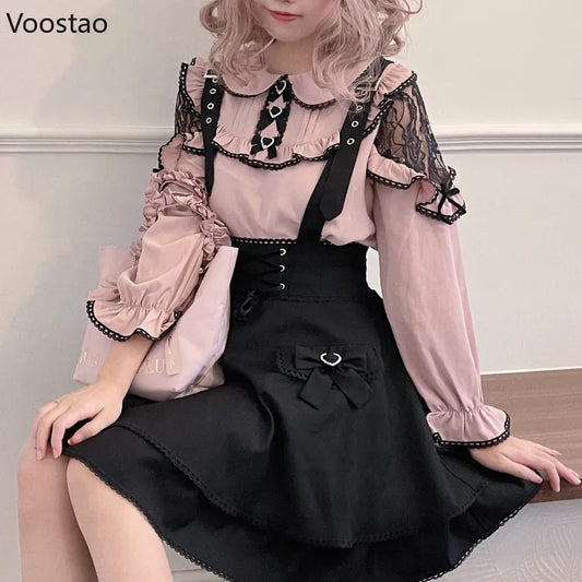 Kawaii Lolita Black Pink Shirt